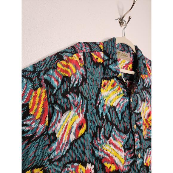 Vintage Aloha Sundays Rayon Fish All Over Surf Surfer Hawaii Button Shirt - Picture 4 of 7